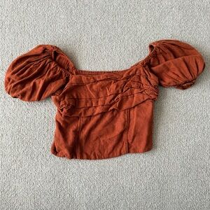 Abercrombie & Fitch Terracotta Puff Sleeve Blouse